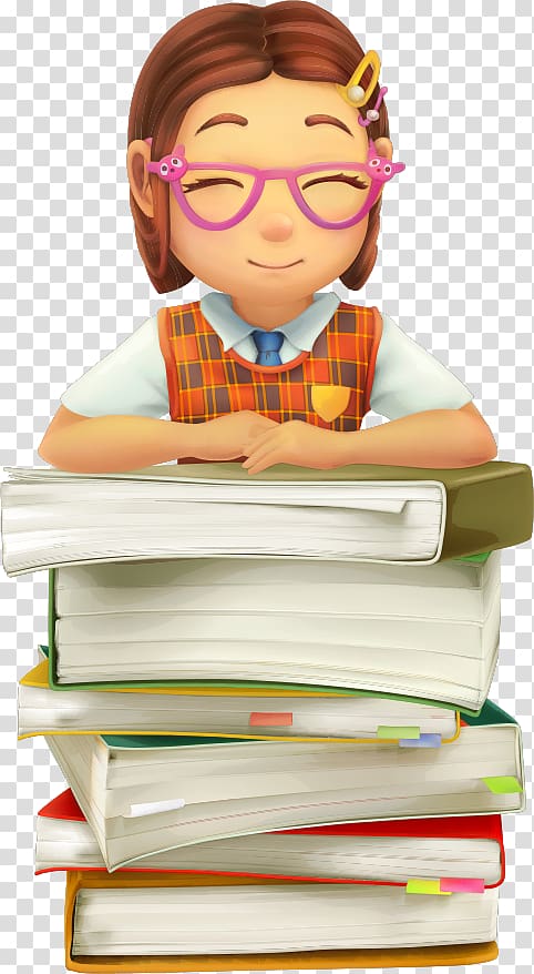 girl and books illustration, Student Euclidean 3D computer graphics Illustration, books and female students transparent background PNG clipart