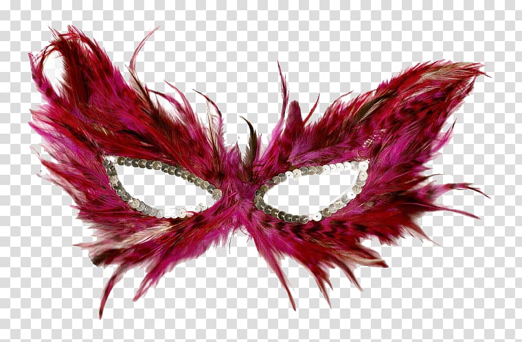 Mask Feather Masquerade ball, Red Feather goggles transparent background PNG clipart