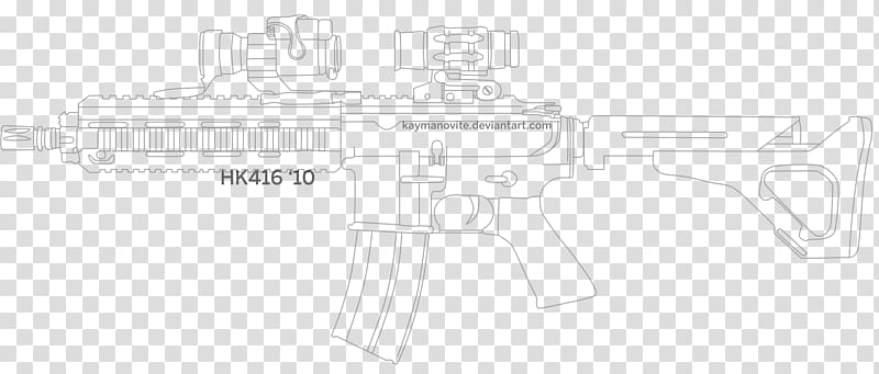 /m/02csf Gun barrel Firearm Line art Design, hk416 transparent background PNG clipart