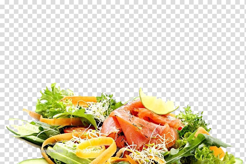 Smoked salmon Green papaya salad Food Recipe, Gathering vegetables transparent background PNG clipart