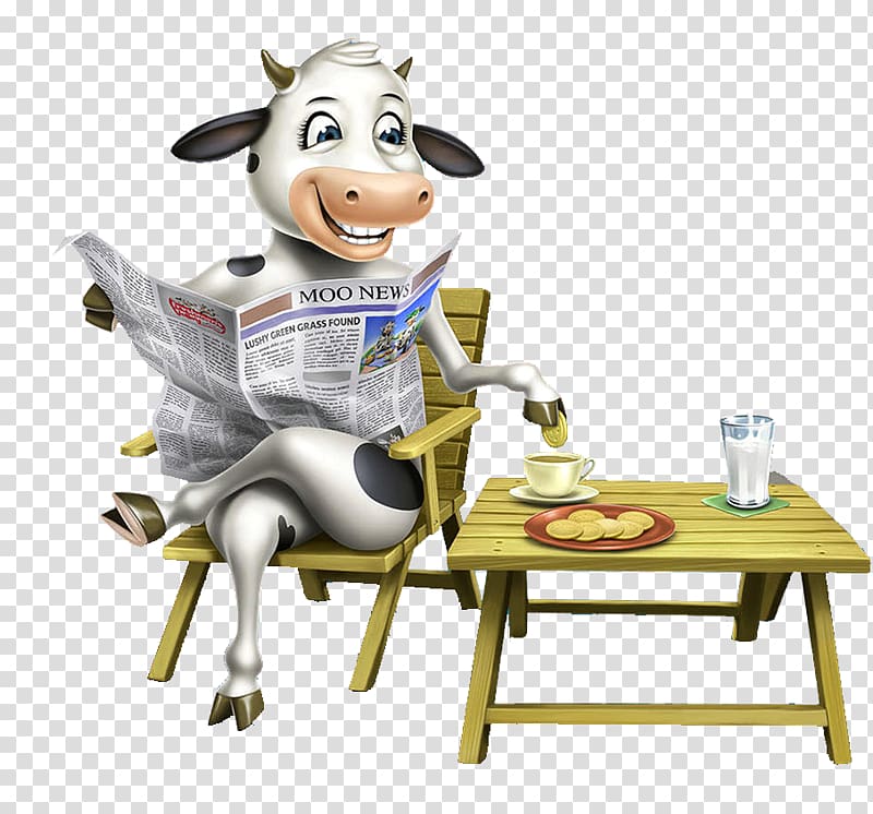 white cow sitting on table , Cattle Newspaper El Perixf3dico, See Creative Cow newspaper transparent background PNG clipart