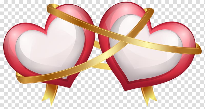two hearts illustration, Wedding invitation Valentine\'s Day Heart , Two Hearts with Ribbon transparent background PNG clipart