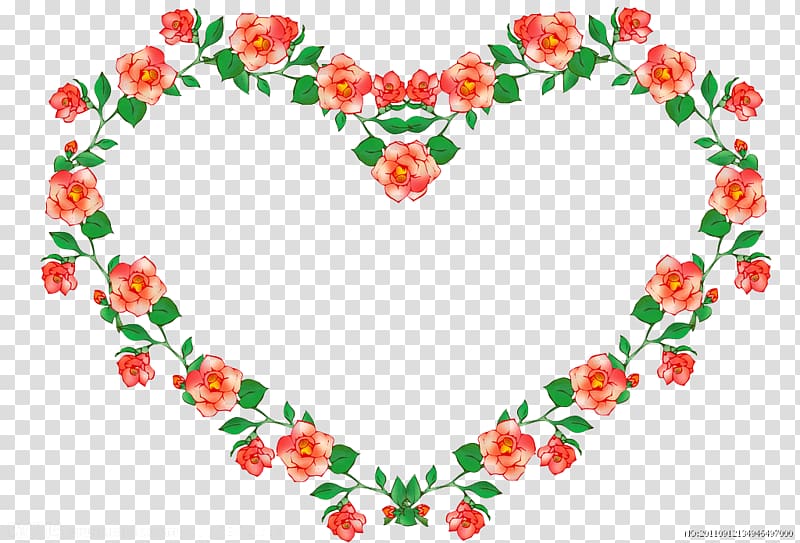 Heart, Heart-shaped floral frame transparent background PNG clipart