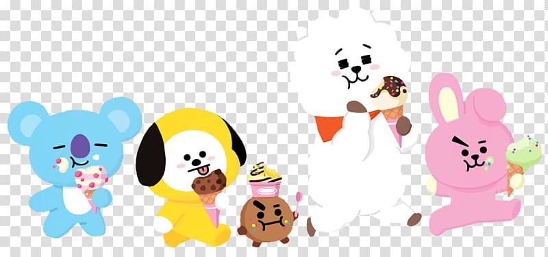 five animals illustration, BTS Desktop Drawing K-pop iPhone, others transparent background PNG clipart