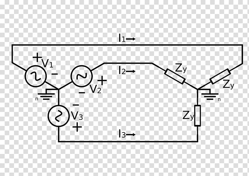 Three-phase electric power Y-Δ transform Wiring diagram Single-phase electric power, others transparent background PNG clipart