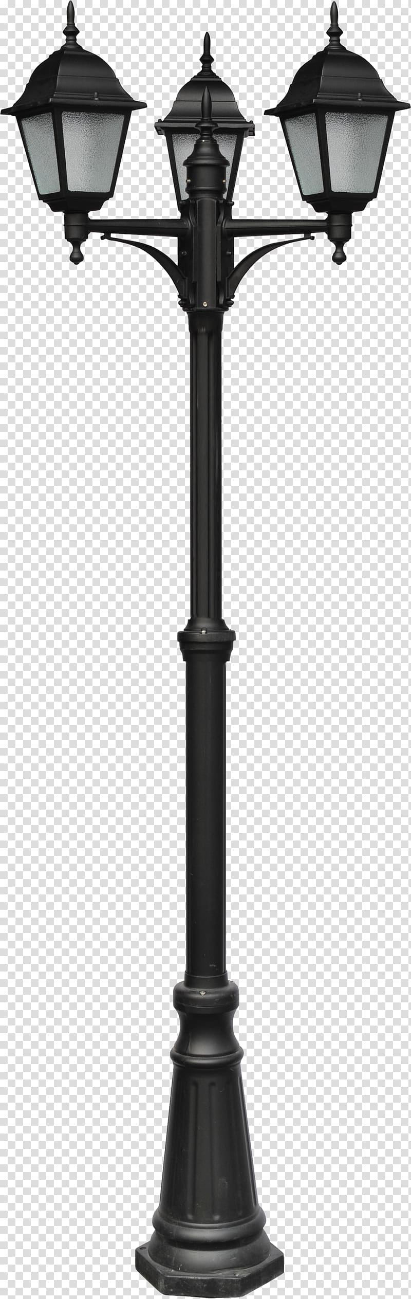 black cast iron 3-light lamp post, Street light Light fixture Lighting, Street light transparent background PNG clipart