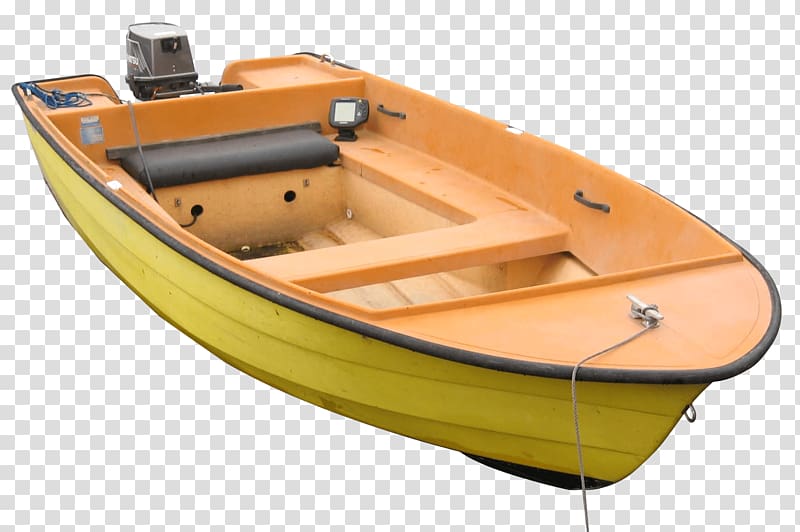 orange and yellow speedboat, Small Fishing Boat transparent background PNG clipart