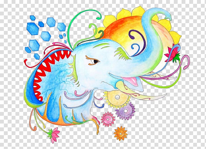 Drawing Elephant Watercolor painting Sketch, vishnu transparent background PNG clipart