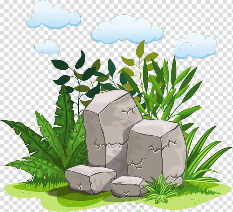 Rock Illustration, grass stone transparent background PNG clipart