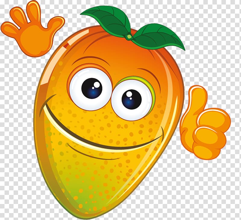 yellow and orange fruit illustration, Cartoon Smile Cuteness, Smiling mango transparent background PNG clipart