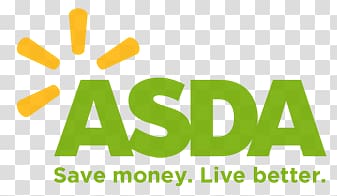 yellow background with ASDA text overlay, Asda Logo transparent background PNG clipart