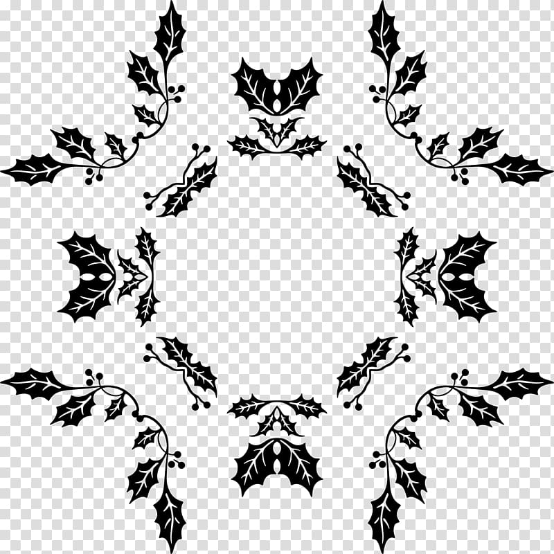 Black and white Holly , ivy transparent background PNG clipart