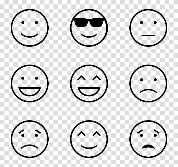 assorted emoji illustration, Emoticon Black and white Smiley Emoji Computer Icons, strokes transparent background PNG clipart