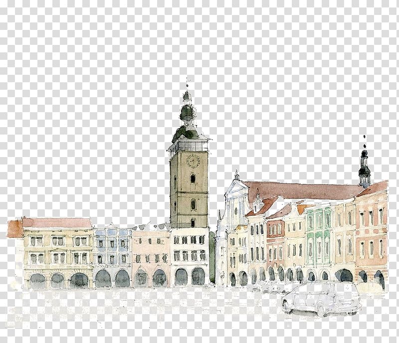 Watercolor painting Drawing Architecture, building transparent background PNG clipart