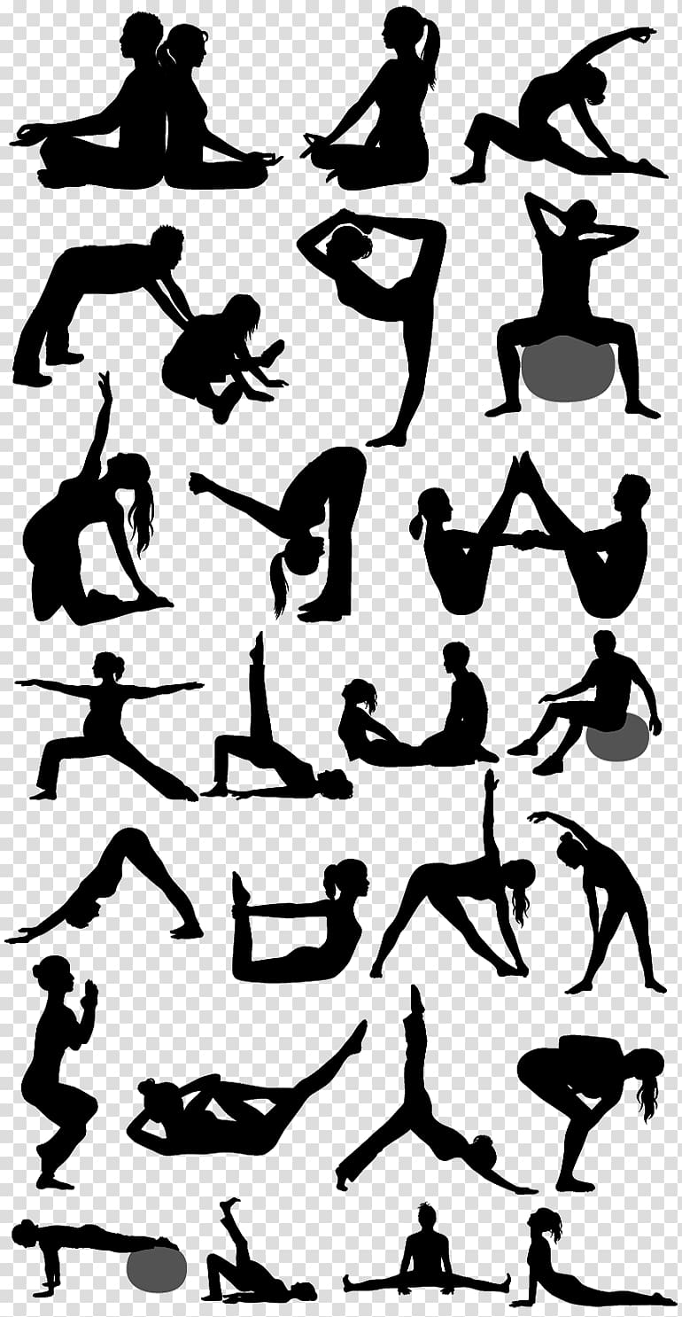 Silhouette Physical fitness Pilates Yoga, Silhouette transparent background PNG clipart