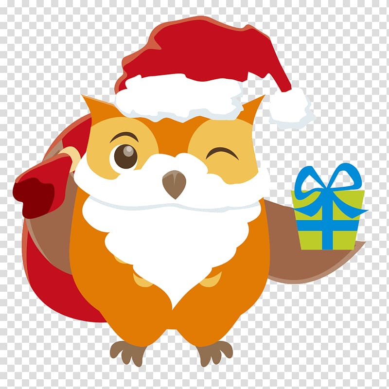 Santa Claus Gift Christmas , Owl Send Gift transparent background PNG clipart