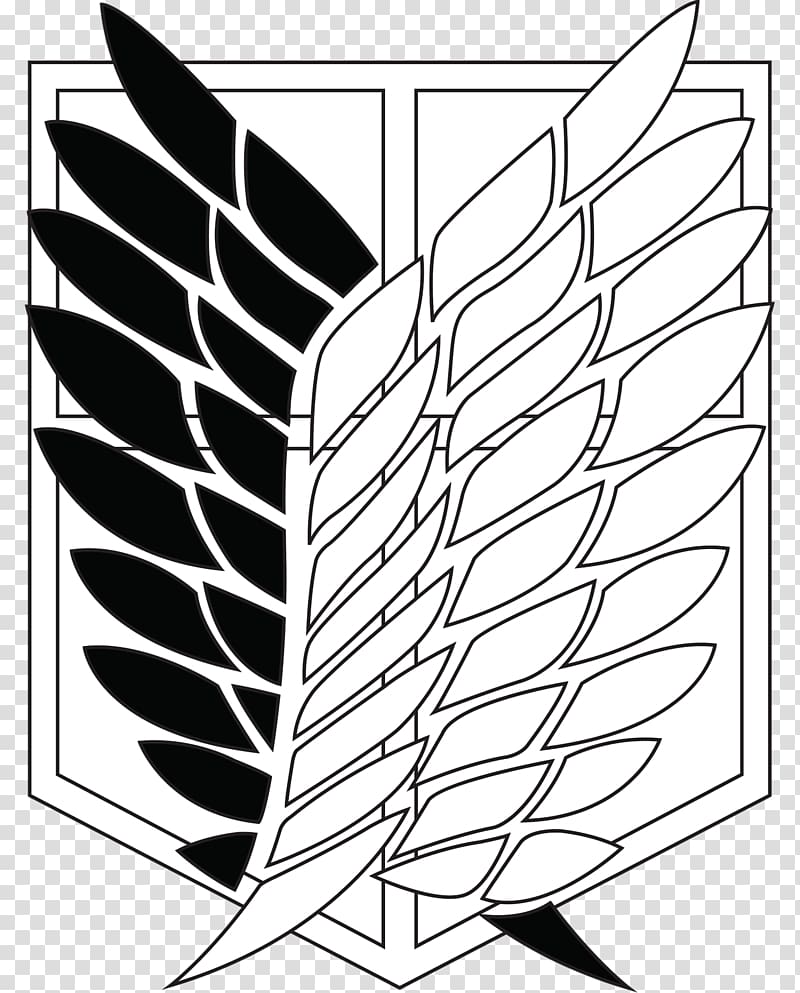 white and black wings , A.O.T.: Wings of Freedom Attack on Titan Eren Yeager Logo Anime, wings transparent background PNG clipart