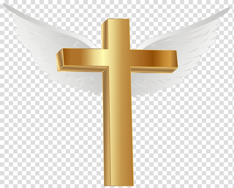 brown Cross with wings illustration, Lihir Island Gold Cross Computer file, Gold Cross with Angel Wings transparent background PNG clipart