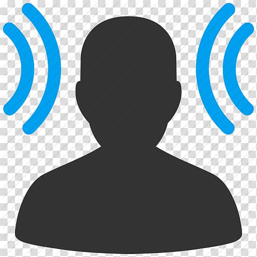 man's profile and two blue curved bars between him illustration, Computer Icons , Listen Symbols transparent background PNG clipart