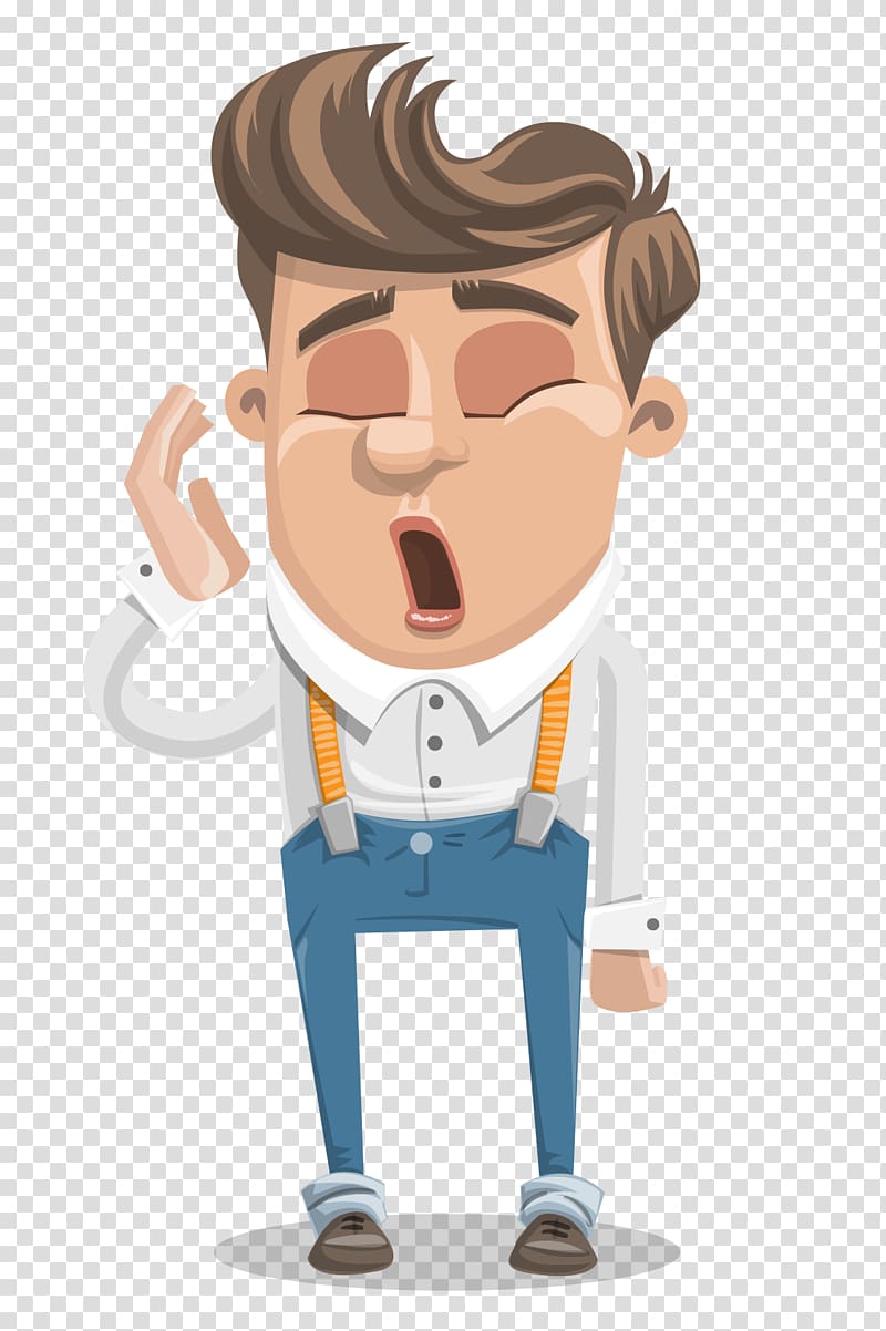 K Export Llc English Cartoon, Hand-painted cartoon yawning man transparent background PNG clipart