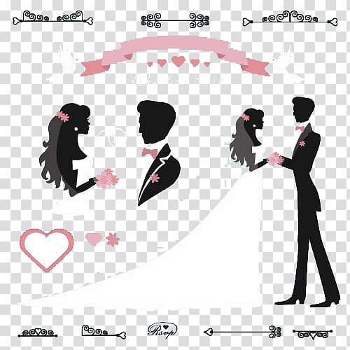 bride and groom illustration, Wedding invitation Bridegroom Illustration, Couple wedding couple transparent background PNG clipart
