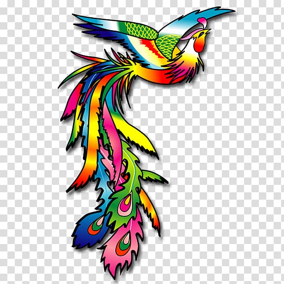 Bird Fenghuang Flight u767eu9ce5u671du9cf3, Multicolored Phoenix transparent background PNG clipart