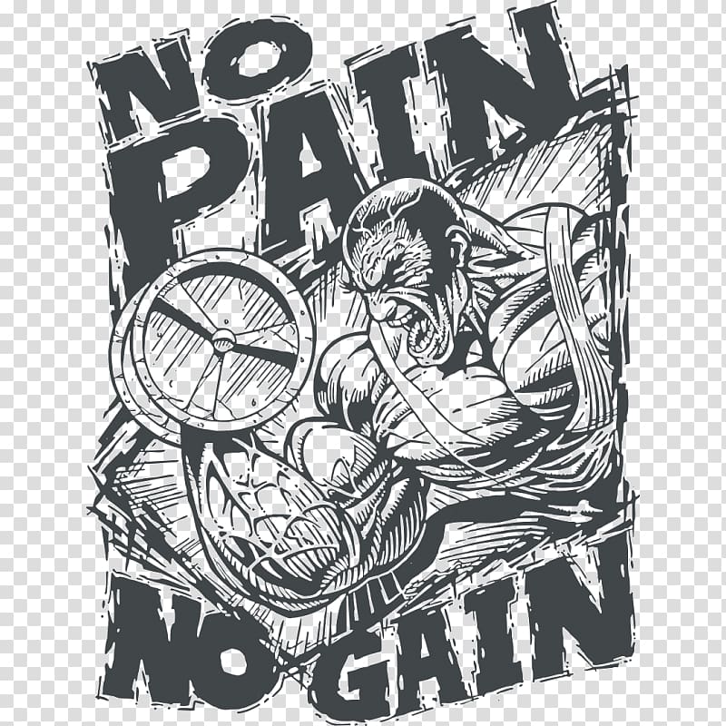 T-shirt Sleeveless shirt No pain, no gain, T-shirt transparent background PNG clipart