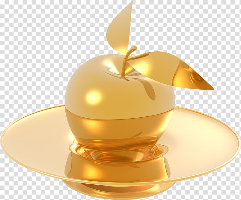 Golden apple Cupertino, gold transparent background PNG clipart