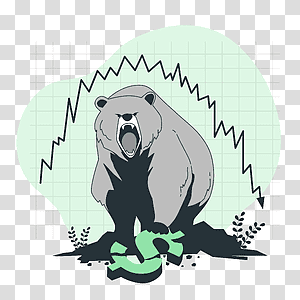 illustration, Bear market, business, statistics, chart, data, analysis, money, finance, animals transparent background PNG clipart thumbnail