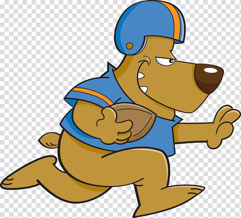 Dog Cartoon American football, Puppy relay race transparent background PNG clipart