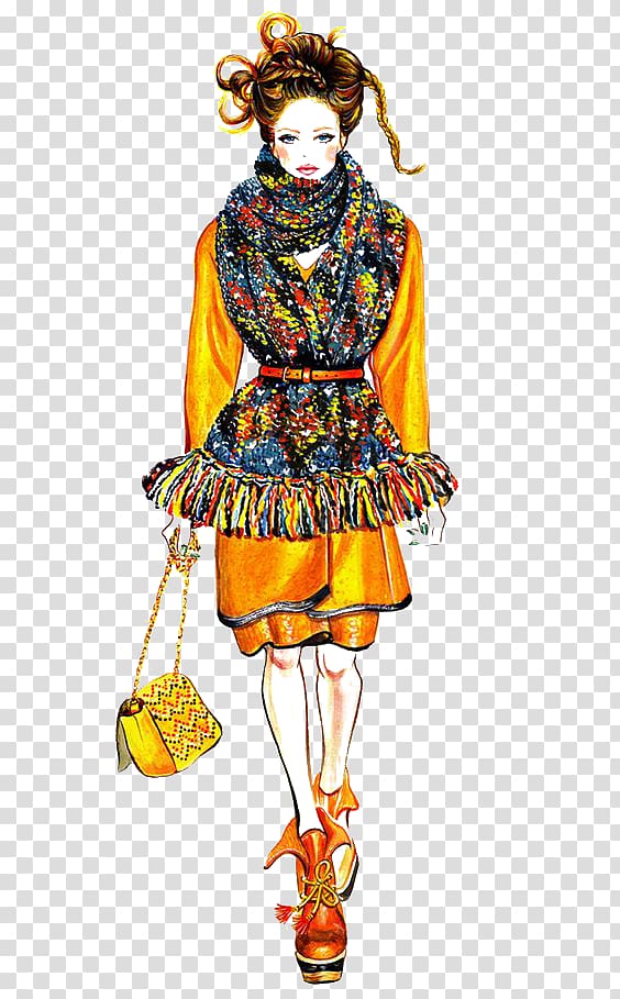 Fashion sketchbook Fashion illustration Drawing Illustration, National style fashion model transparent background PNG clipart