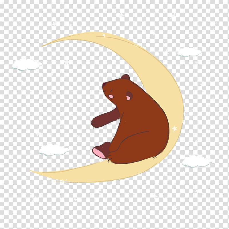 Brown bear, A polar bear sitting on a crescent diagram transparent background PNG clipart