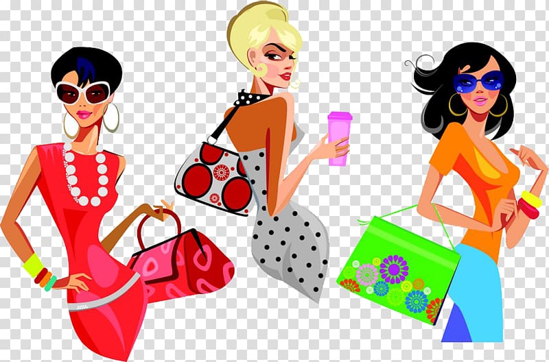 Fashion Handbag Woman Illustration, Shopping woman transparent background PNG clipart