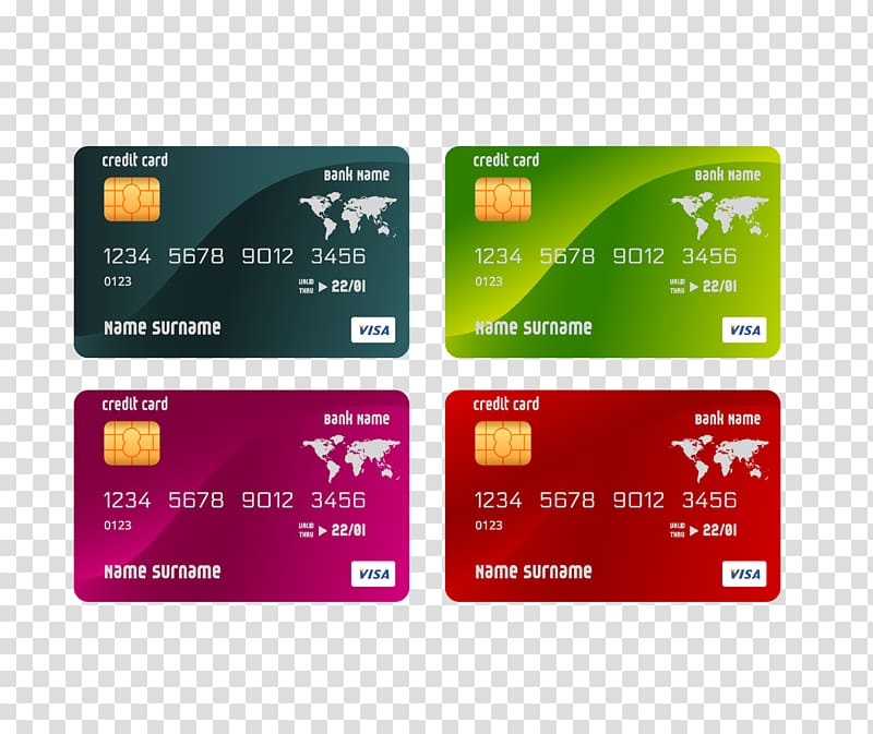Credit card ATM card Template, Color bank card transparent background PNG clipart