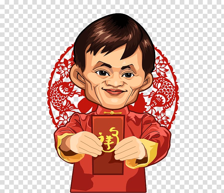 Chinese New Year Cartoon Lunar New Year, Holding a hand-painted red by the people transparent background PNG clipart