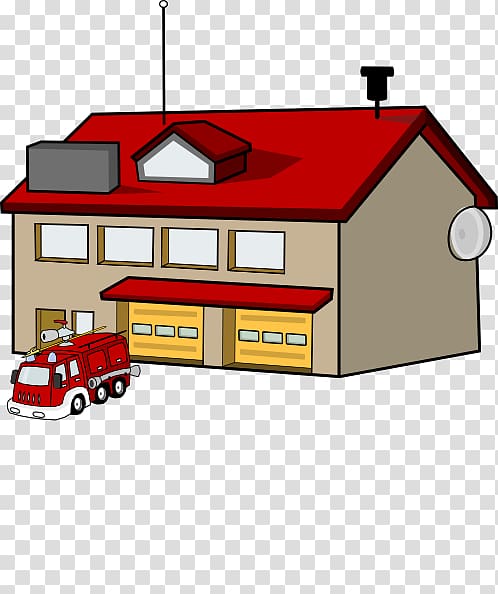 Fire department Fire station Fire engine Firefighter , Cartoon Firehouse transparent background PNG clipart