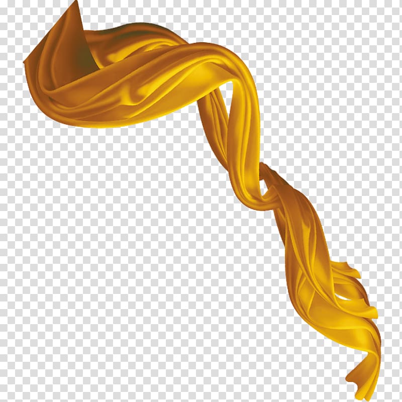 yellow textile illustration, Golden ribbon transparent background PNG clipart