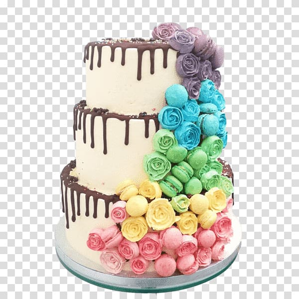 Macaroon Buttercream Sugar cake Chocolate cake Bakery, Rainbow cake transparent background PNG clipart