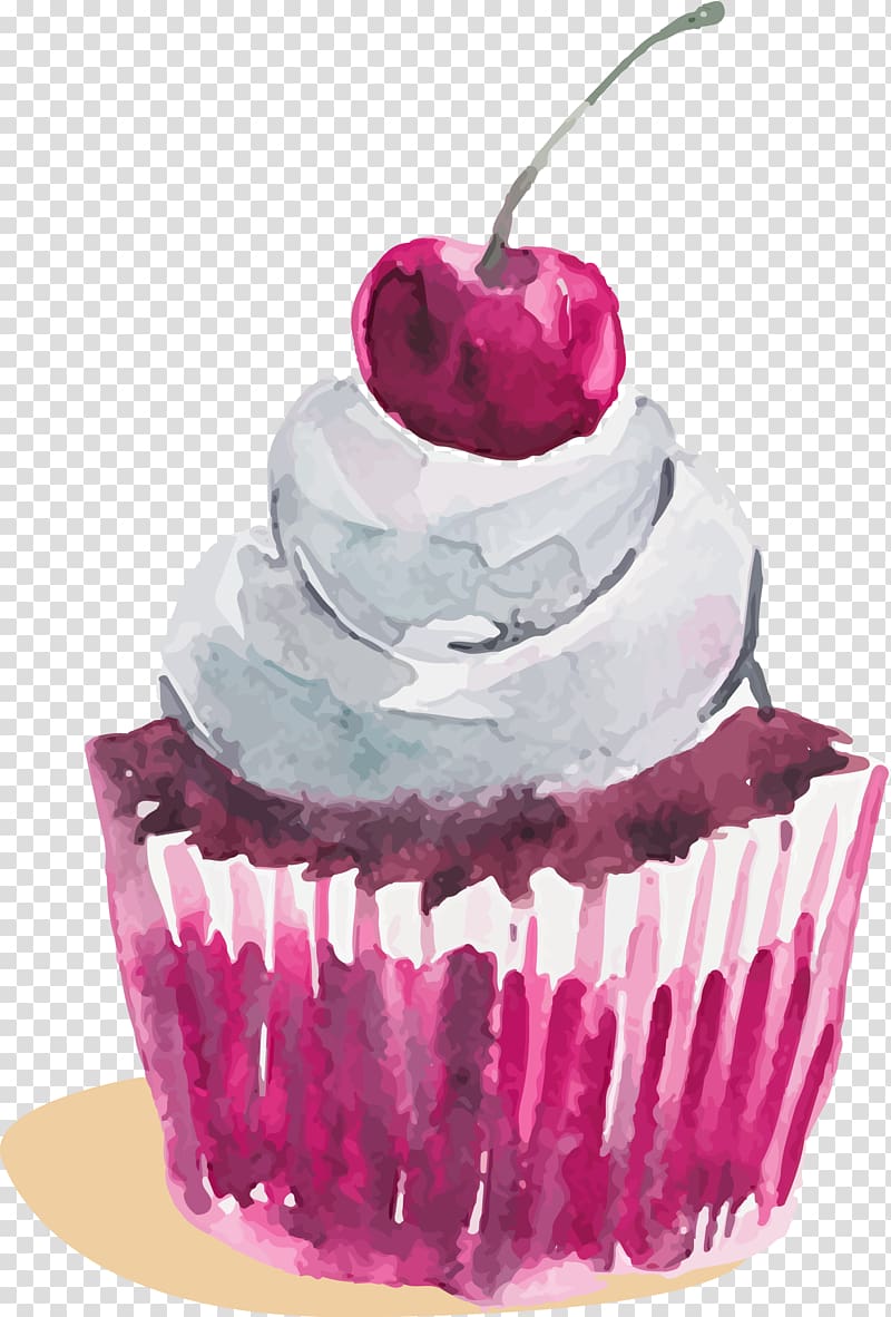 Bakery Cupcake Icing Pastry, Cherry cake dessert transparent background PNG clipart