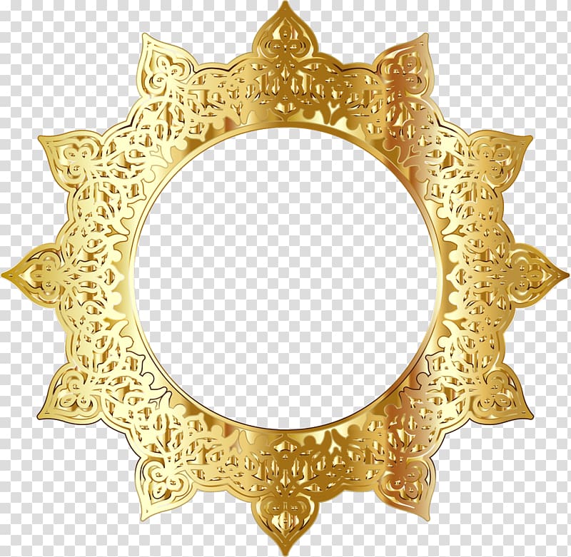 round gold-colored frame, frame Ornament , Golden Round Frame transparent background PNG clipart