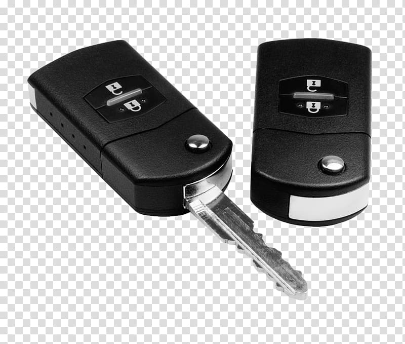 two black car fobs, Transponder car key Transponder car key Lock Remote control, Black car keys transparent background PNG clipart