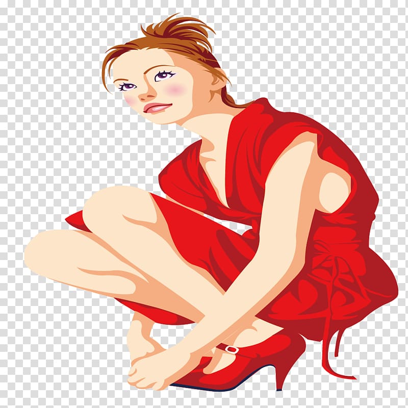 Woman Dress Red , Woman in red dress transparent background PNG clipart