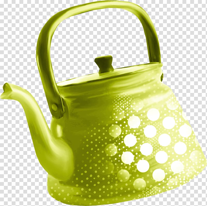 Kettle Teapot Kitchen stove, Green kettle transparent background PNG clipart