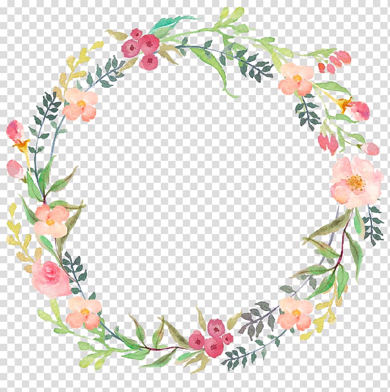 pink floral wreath illustration, Watercolour Flowers Wreath , floral transparent background PNG clipart