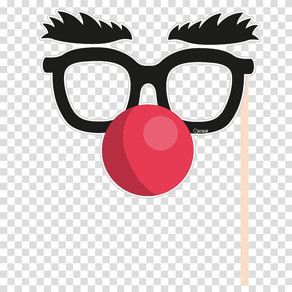 eyeglasses and clown nose mask, booth Key Chains Theatrical property , booth transparent background PNG clipart