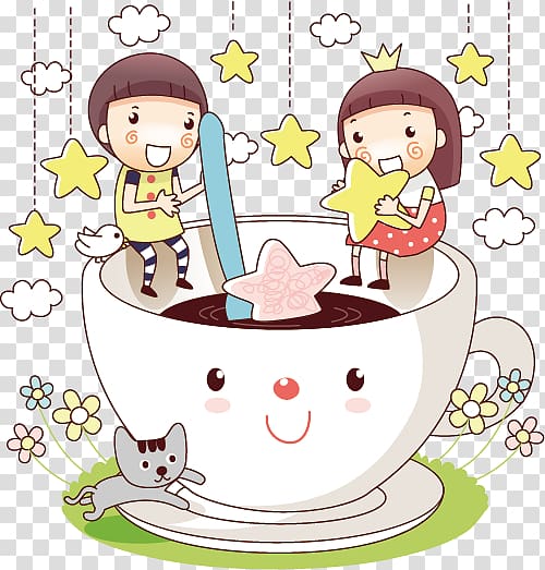 Coffee cup Cafe Illustration, Creative illustrator of children transparent background PNG clipart