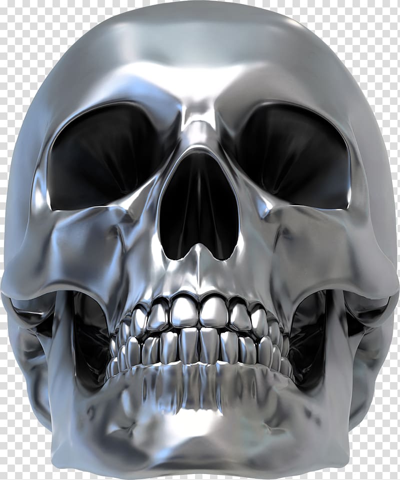 silver human skull illustration, Human skull symbolism Silver Sticker Decal, Silver Skull transparent background PNG clipart