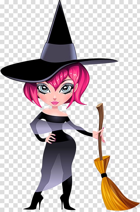 witch character , Cartoon Witchcraft, Five Witch transparent background PNG clipart