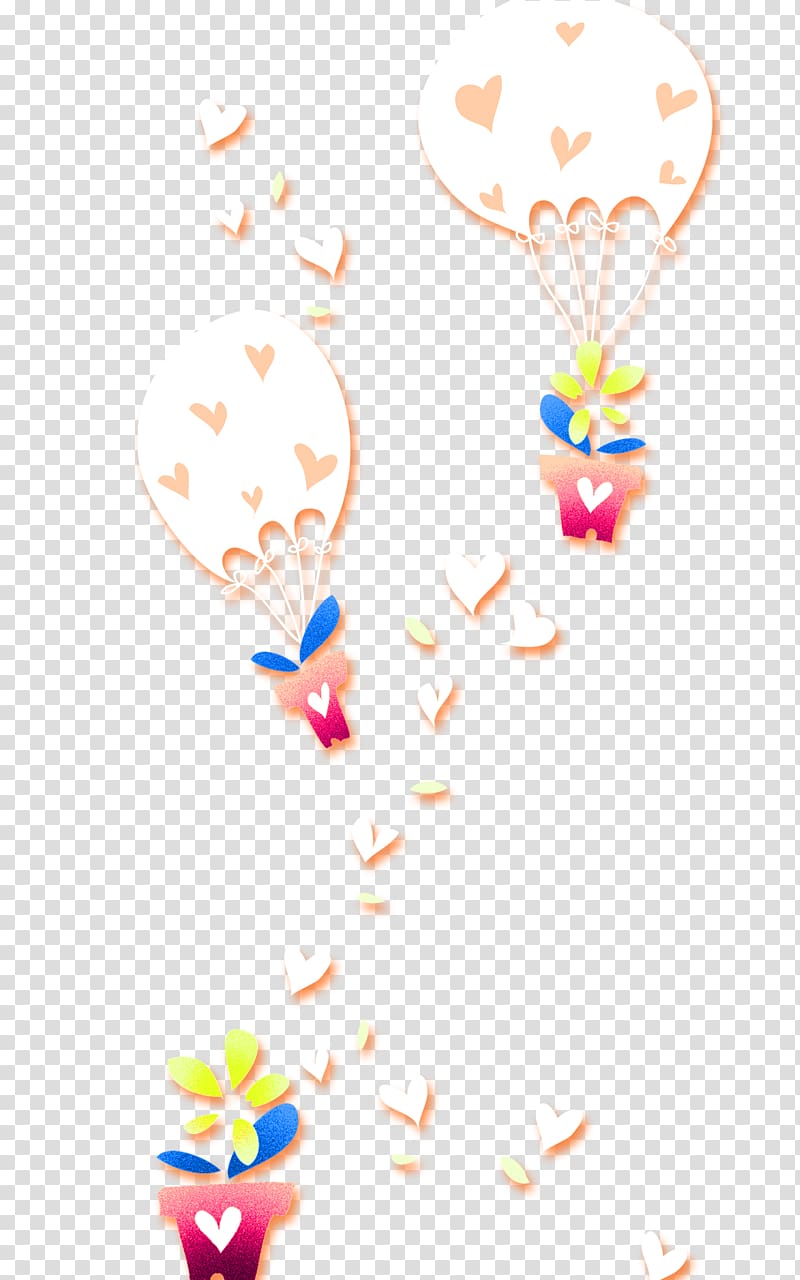 Euclidean , Cartoon potted parachute love floating material transparent background PNG clipart