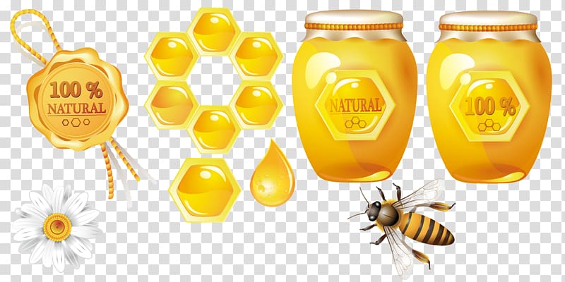 Honey bee Honeycomb, Bee theme transparent background PNG clipart